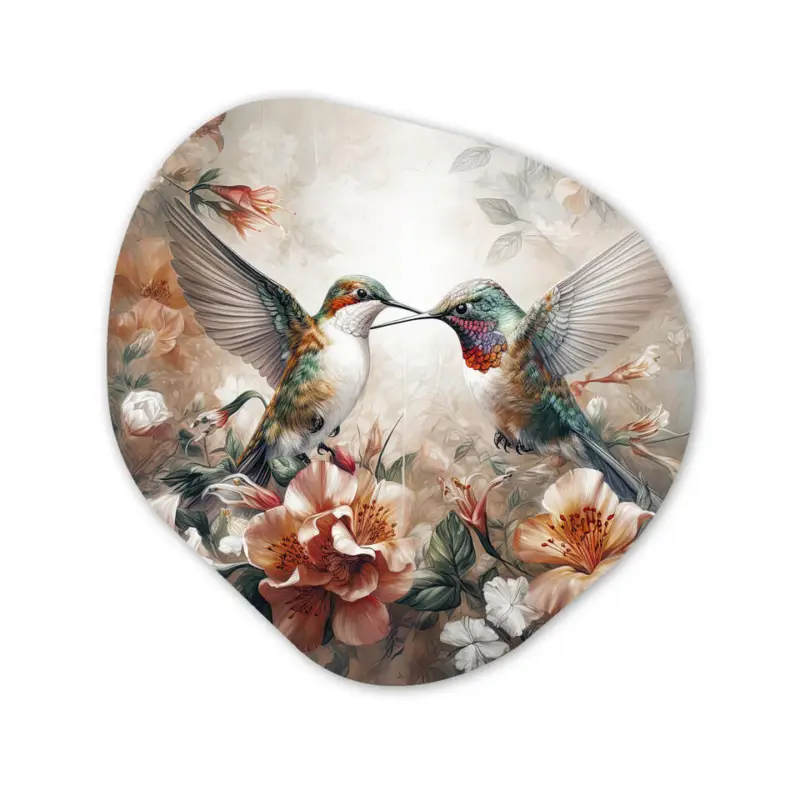 Wandcirkel 90x90 cm Kolibrie - Vogels - Bloemen - Natuur Dernière Chance