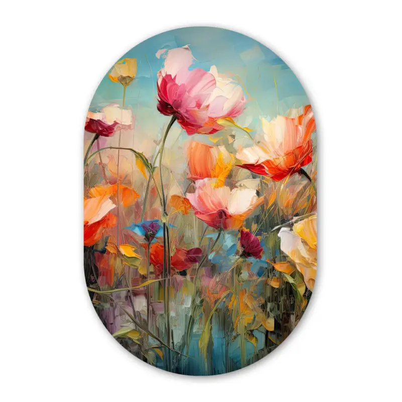 Soldes Wandcirkel 60x90 cm Bloemen - Watercolor - Kunst - Botanisch - Natuur