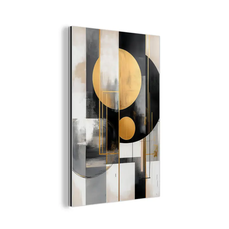 Aluminium Schilderij 40x60 cm Abstract - Goud - Zilver - Vormen - Aesthetic - Promotion Saisonnière