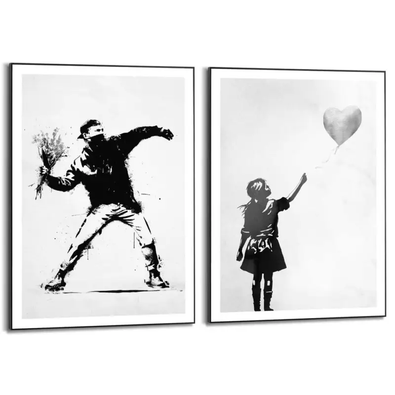 Set poster met lijst - Street Art Banksy Soldes