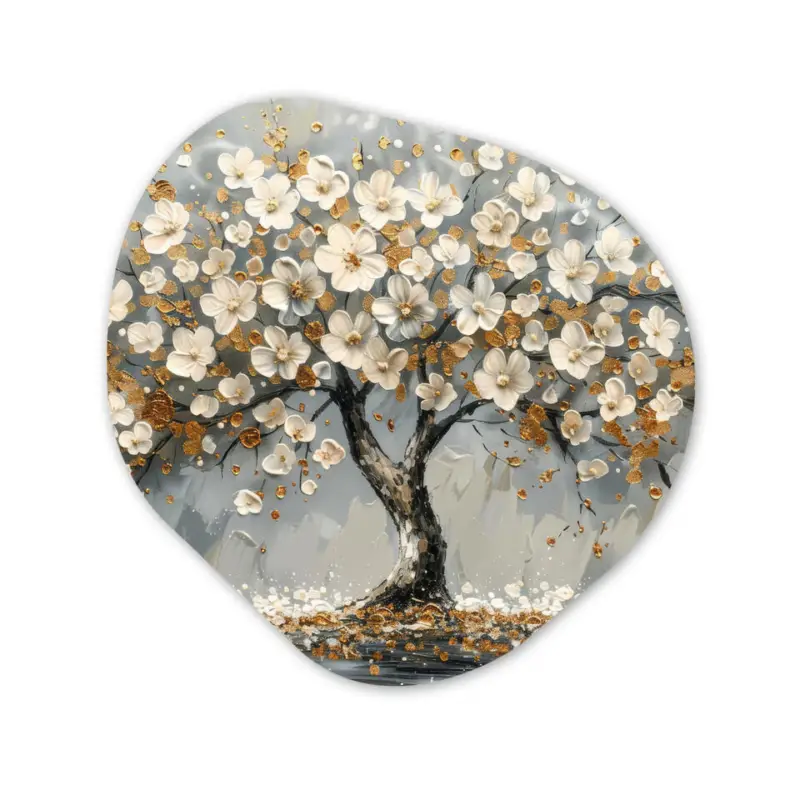 Commande En Gros Wandcirkel 40x40 cm Boom - Goud - Bloemen - Abstract - Kunst