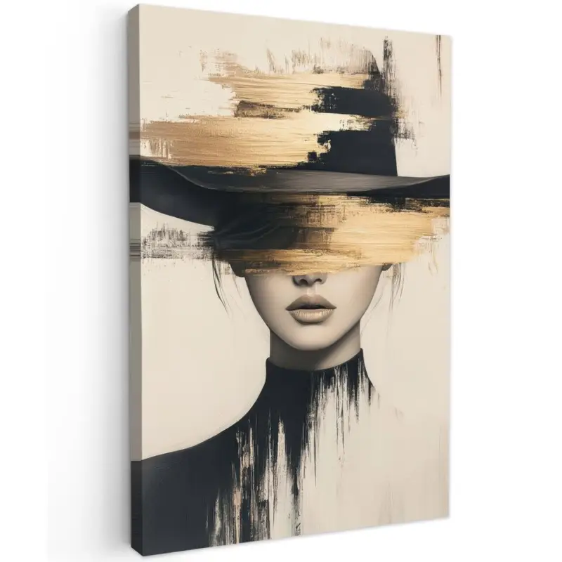 Canvas Schilderij 80x120 cm Vrouw - Hoed - Verf Nouvel Arrivage