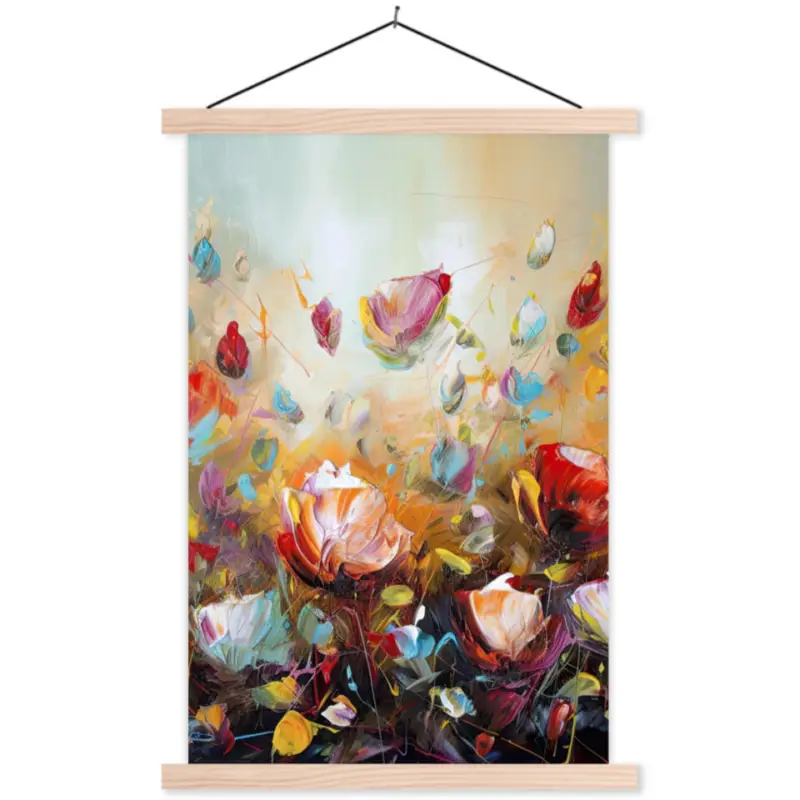 Schoolplaat 40x60 cm Abstract Bloemen - Kunst - Natuur - Olieverf Solde