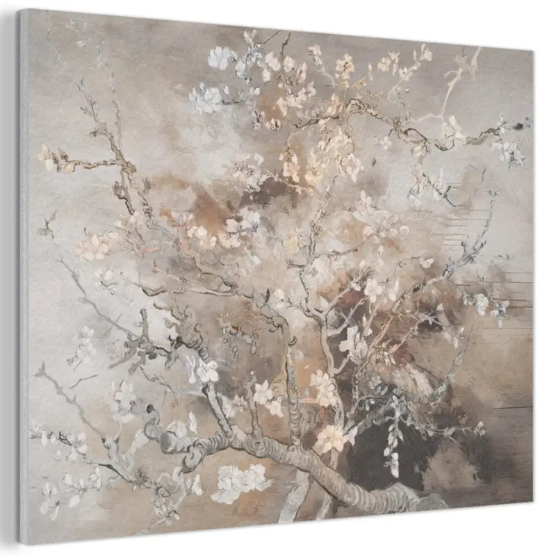 Akoestisch Schilderij 100x70 cm Amandelbloesem - Kunst - Van Gogh - Beige - Remise