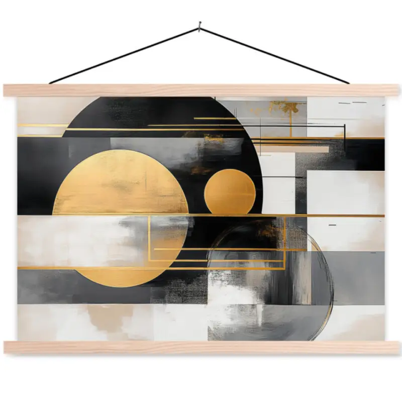 Schoolplaat 120x80 cm Abstract Abstract - Goud - Zilver - Vormen - Aesthetic - Produit De Marque