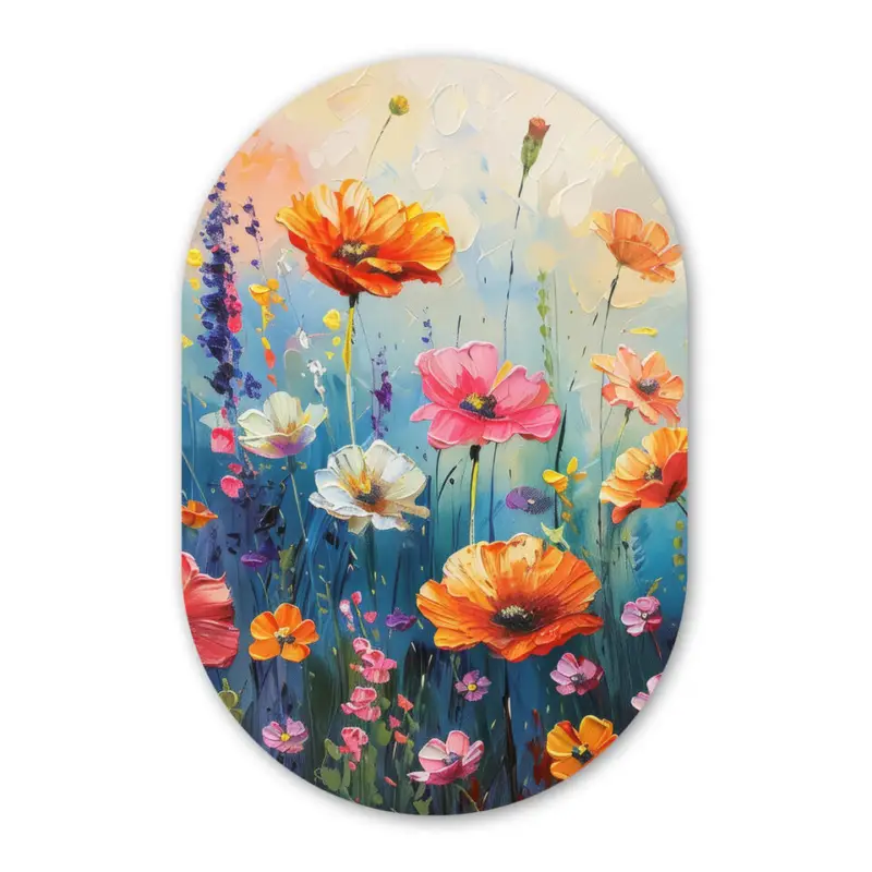 Wandcirkel 60x90 cm Bloemen - Natuur - Waterverf - Kunst Retour Gratuit