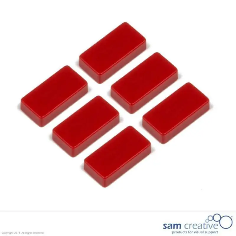 Set Rechthoekige Magneten 12x24mm rood (6 stuks) Prix Cassé