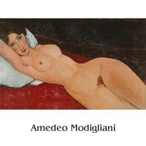 Kunstdruk Amedeo Modigliani Liegender Frauenakt auf weißem Kissen 50x40cm Livraison Gratuite