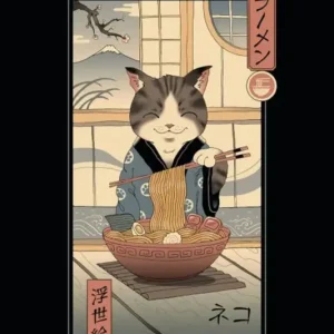 Vente Flash Poster Vincent Trinidad - Neko Ramen Ukiyoe 61x91,5cm