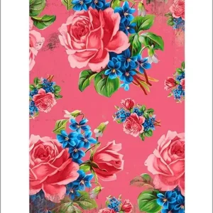 Réduction Kunstdruk Vintage Flowers Pink 50x70cm