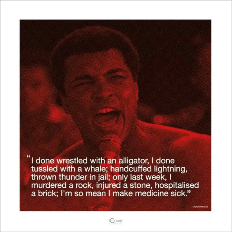 Retour Gratuit Kunstdruk Muhammad Ali - iQuote Sick 40x40cm
