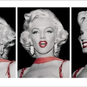 Top Vente Kunstdruk Marilyn Monroe - Red Dress Triptych 100x50cm