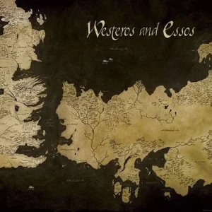 Kunstdruk Game of Thrones - Westeros and Essos Antique Map 80x60cm Seulement Aujourd’hui