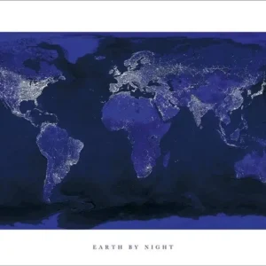 Kunstdruk Earth by Night 80x60cm Prix Choc