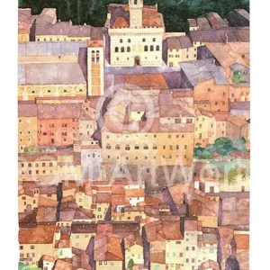Soldes Kunstdruk Ralf Westphal - Mittelalterliche Bergstadt Montepulciano, Toskana 30x40cm
