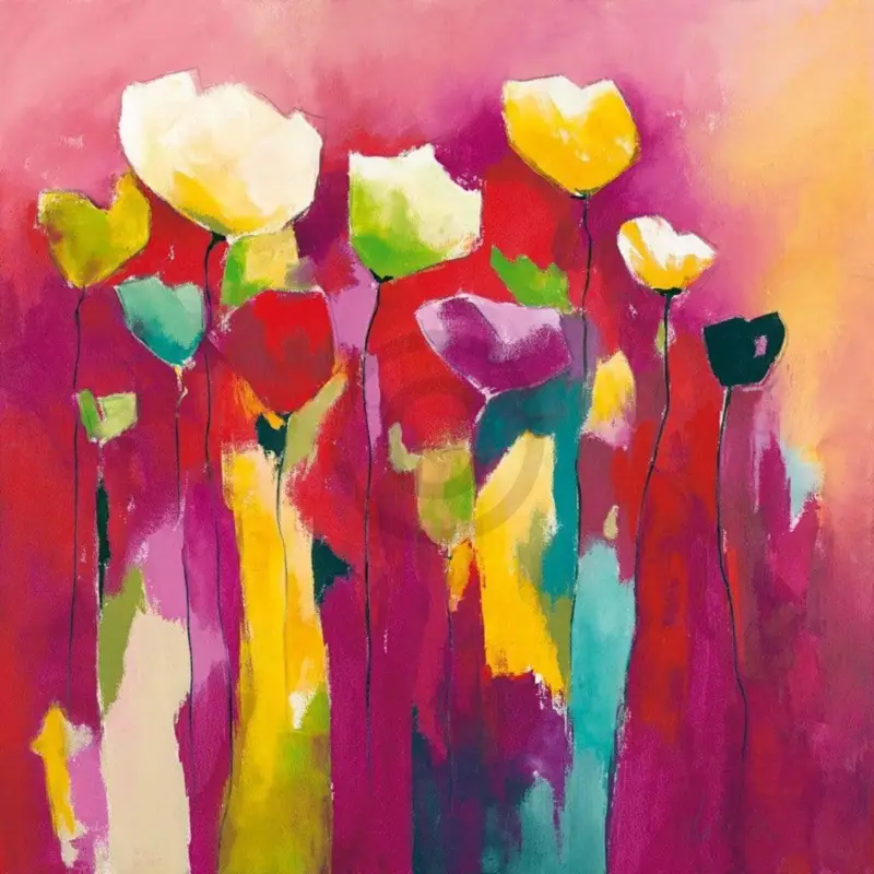Commander Maintenant Kunstdruk Anne L. Strunk - Townflowers I 98x98cm