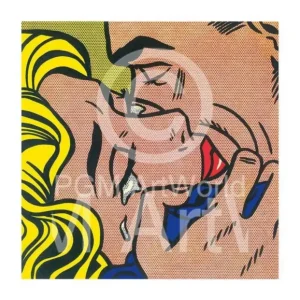 Certifié Kunstdruk Roy Lichtenstein - Kiss V 35.5x28cm