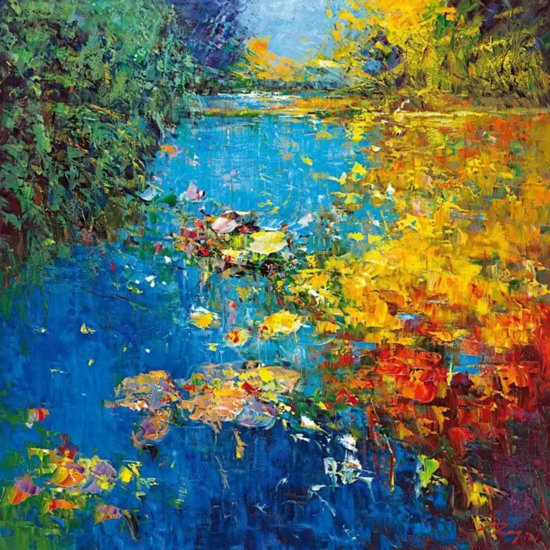 Promotion Saisonnière Kunstdruk Madjid - Idyll I 98x98cm