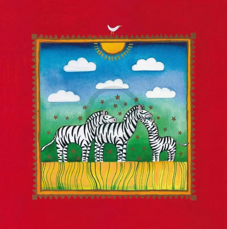 Vente Flash Kunstdruk Linda Edwards - Three little zebras 40x40cm