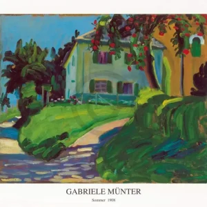Commander Vite Kunstdruk Gabriele Münter - Sommer 1908 Haus mit Apfelbaum 90x70cm