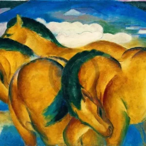 Quantité Limitée Kunstdruk Franz Marc - Die kleinen gelben Pferde 100x70cm